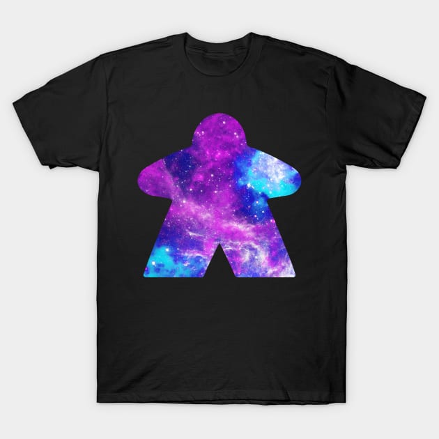 Purple and Sky Blue Space with Galaxy Stars Meeple | Board Game Fan T-Shirt by gloobella